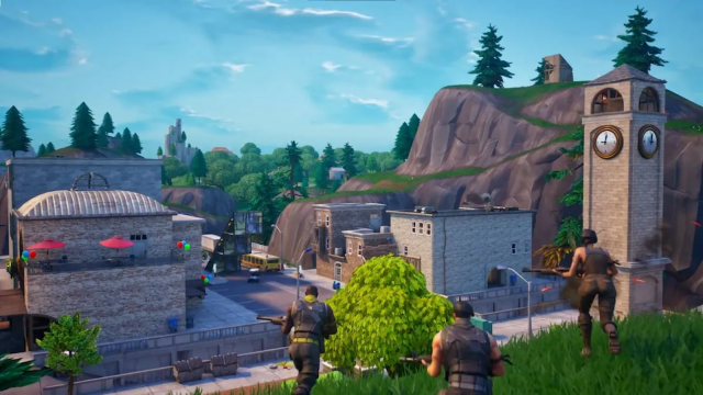 Fortnite players running into tilted towers in OG