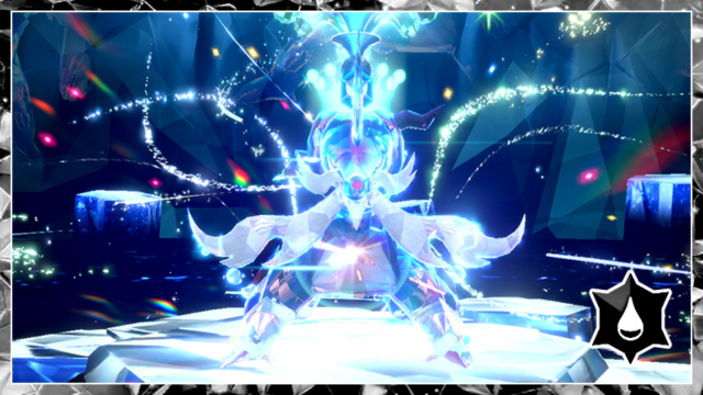 Hisuian Samurott with the Water Tera Type in a Tera Raid battle in Pokémon Scarlet and Violet.