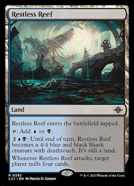 Restless Reef is a creature land card from Lost Caverns of Ixalan