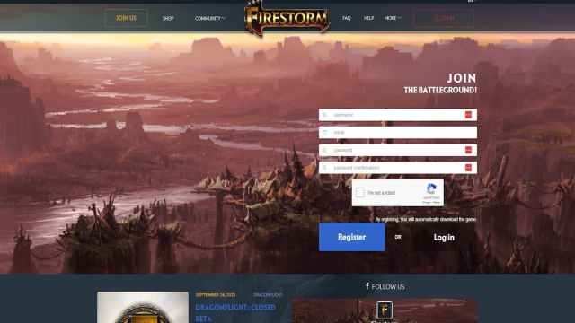 WoW Firestorm private server homepage with registration form