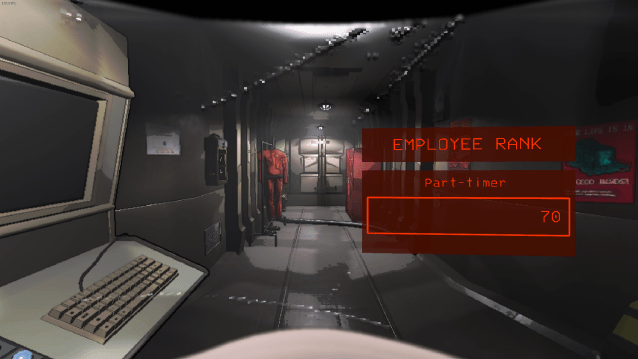 Rank screen inside the ship from Lethal Company.