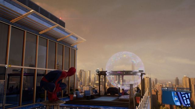 Spider-Man on a pool terrace