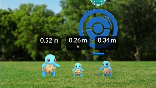 Squirtle appearing in Pokemon Go Showcases.