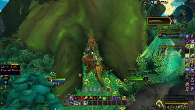 Screenshot taken of the tatue of the Sky Mistress in the Emerald Dream in WoW Dragonflight.