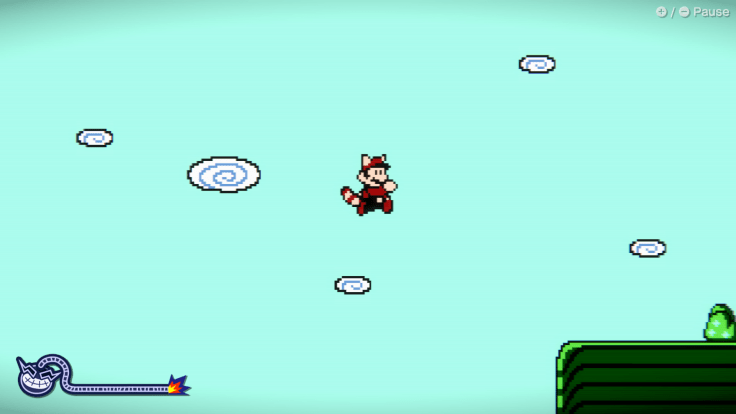 Mario jumps among the clouds