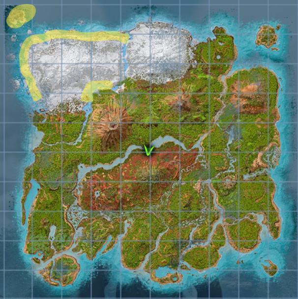 A screenshot of The Island map in Ark: Survival Ascended showing locations for Silica Pearls.