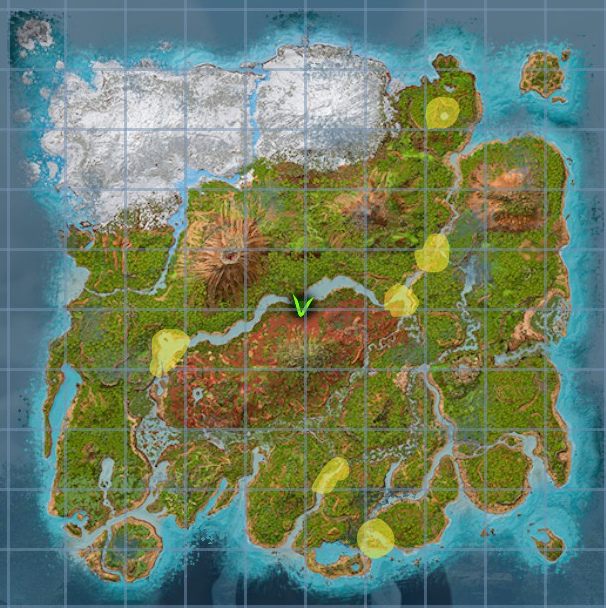 A screenshot of the map in Ark: Survival Ascended showing the location of Beaver Dams.