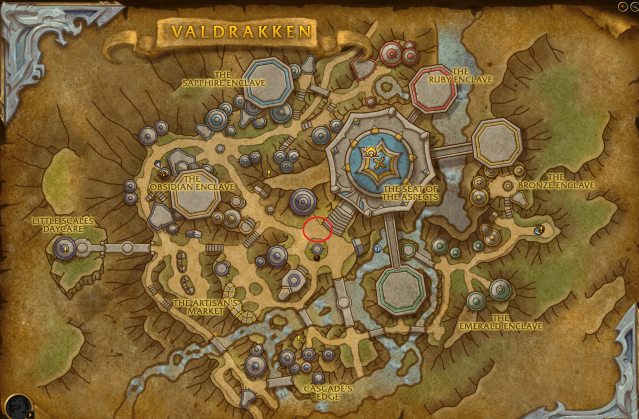 Valdrakken map showing where you start the Coalition of Flames chain