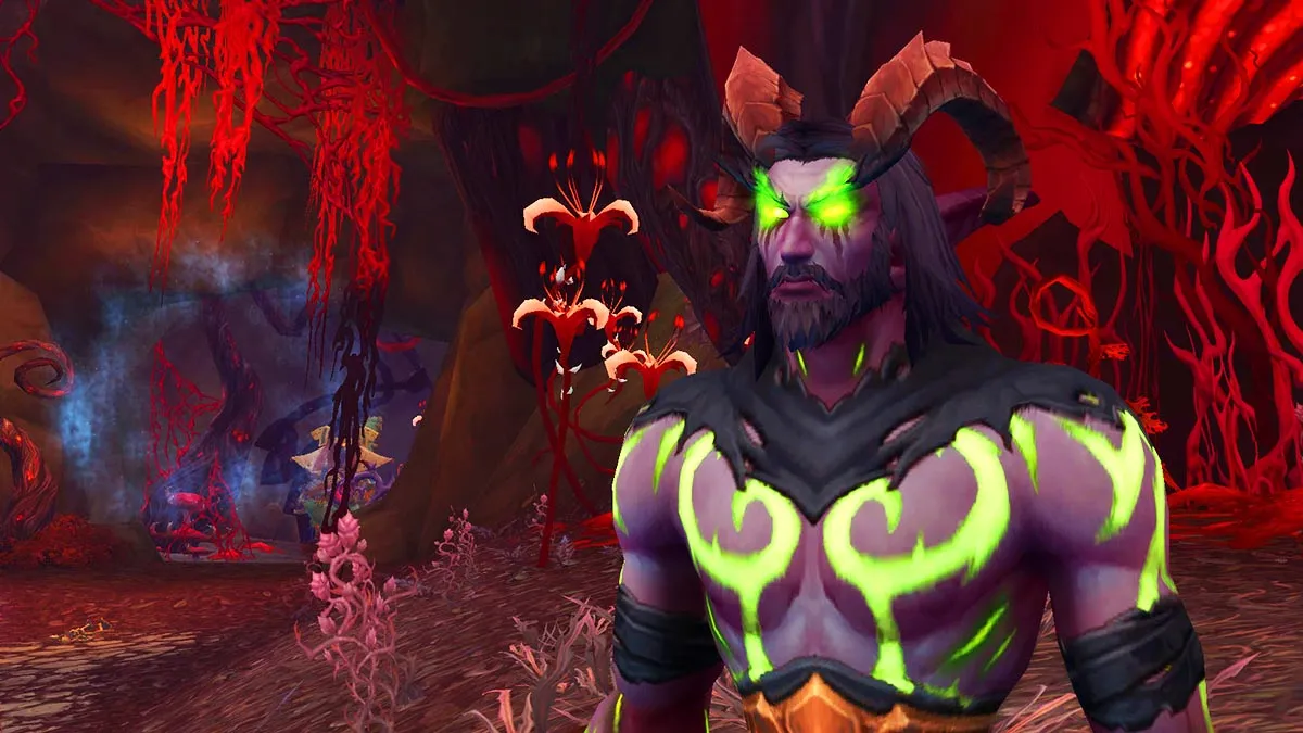 WoW Demon Hunter outside Darkheart Thicket in Val'Sharah