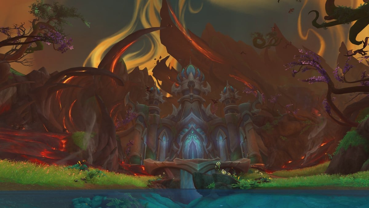 Front view of the Amirdrassil raid in WoW Dragonflight