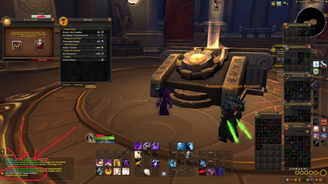 An image showing how a player gets a massage by running a script in World of Warcraft that shows the number of catalyst charges available