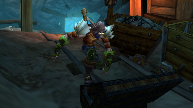 A Night Elf player loots a chest in the WoW Classic season of Discovery