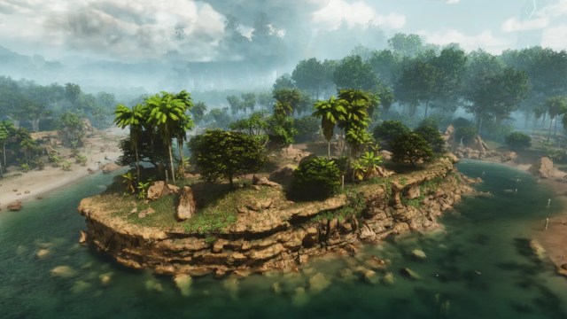 The Island as seen from afar in Ark: Survival Ascended.