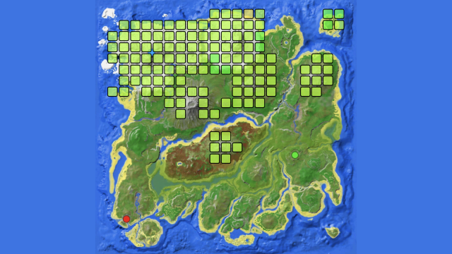 The Island map in Ark: Survival Ascended showing all of the Argentavis spawn locations.