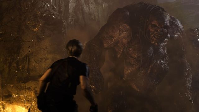 leon and el gigante in resident evil 4 remake