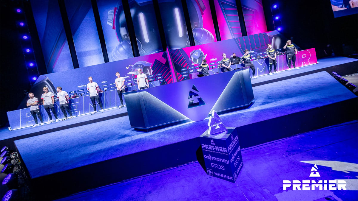 The BLAST Premier Counter-Strike stage as two teams prepare to compete.