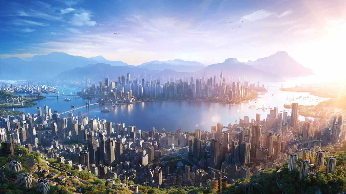 Cities Skylines 2 key art without the logo