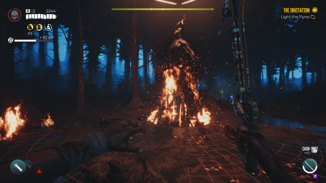 A lit Pyre in the Forest in Dead Island 2