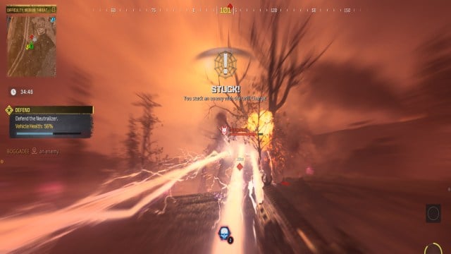 A player in MW3 Zombies is blasted by an electric beam fired by a zombie.