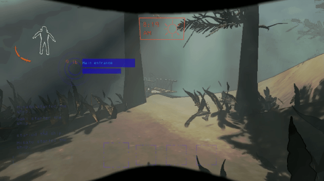 Player walking through a foggy forest in Lethal Company.