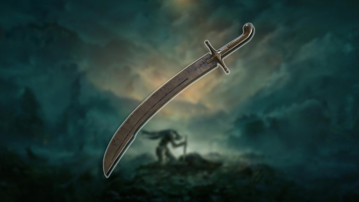 The Grossmesser Sword photoshopped onto a background in Elden Ring.