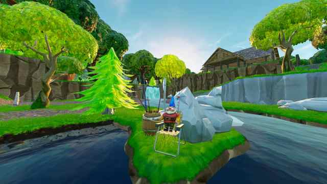 Image showing the Gnome's location at Lonely Lodge POI in Fortnite OG.