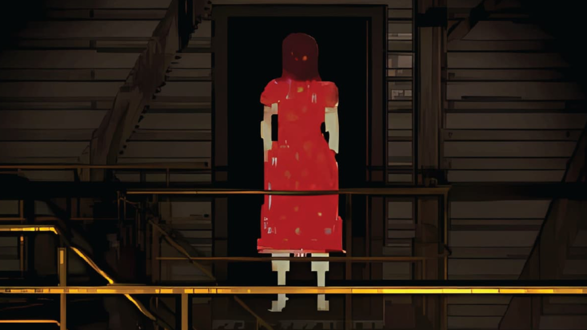 The Ghost Girl staring at a player in Lethal Company.