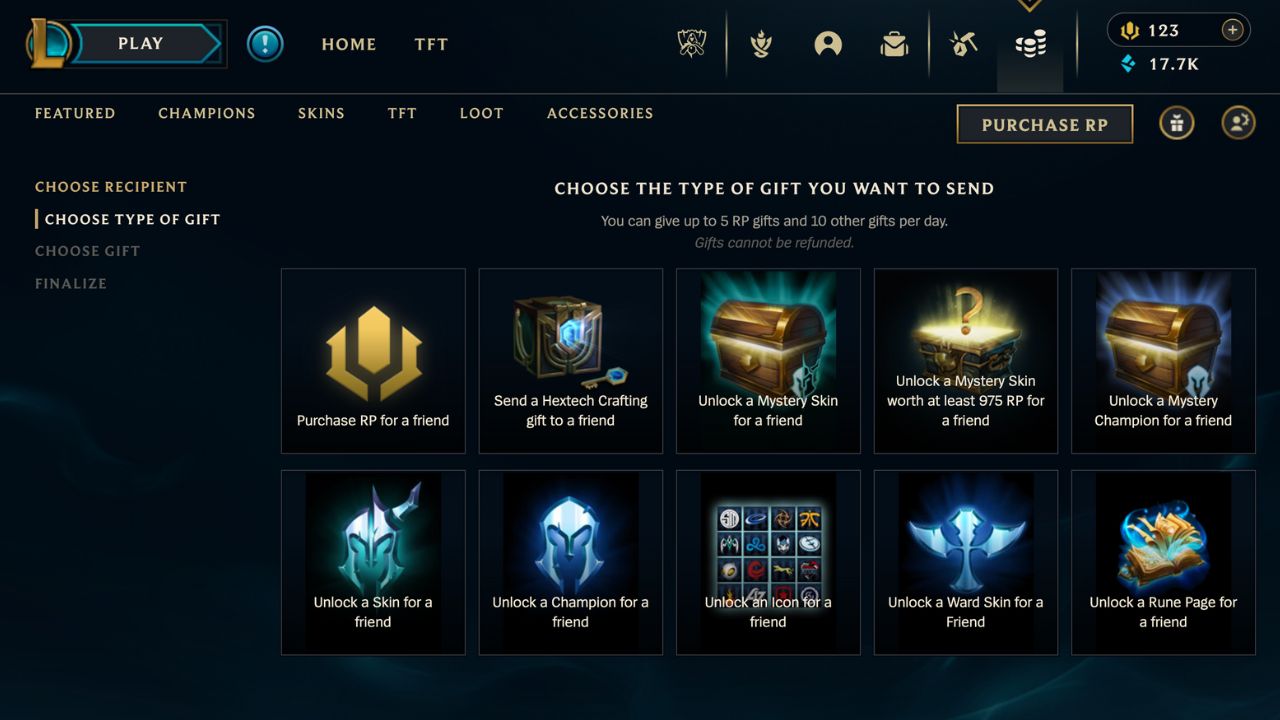 All the in-client gifting options for League of Legends
