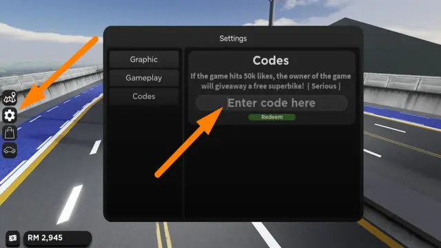 How to redeem codes in The Ride