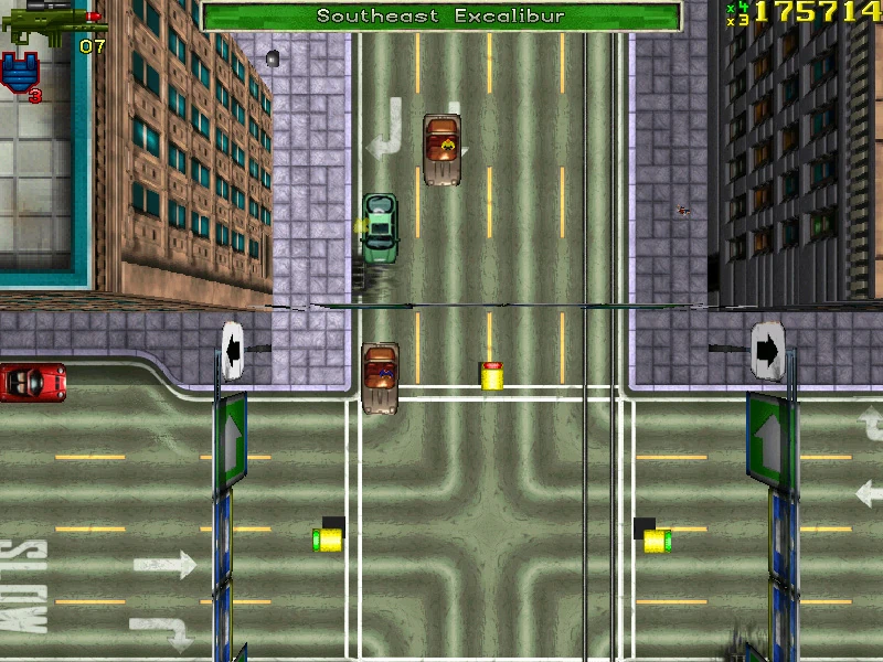 A screenshot of GTA1's top-down perspective.