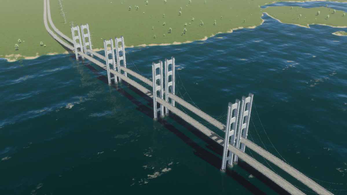A two-way bridge in City Skyline 2.
