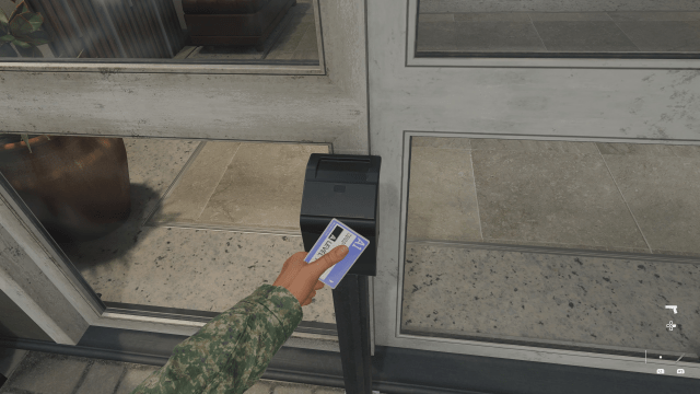 A screenshot of Laswell using the keycard in the MW3 campaign mission Deep Cover.