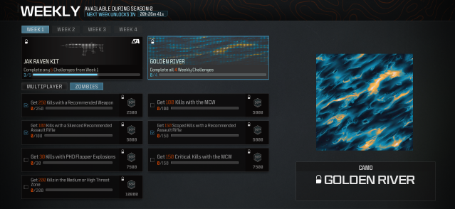 The Week One weekly zombie challenges in MW3.