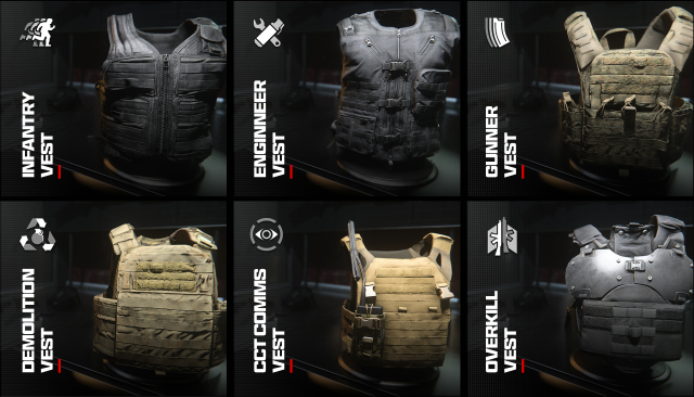 An image of all vests in MW3.