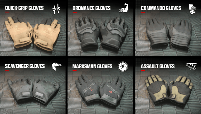 An image of all Gloves in MW3.
