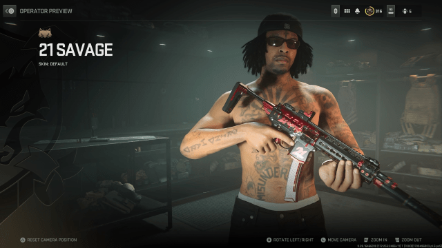 A screenshot of 21 Savage in Call of Duty.