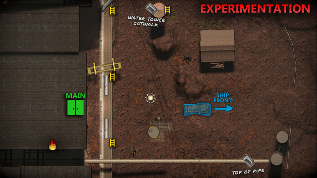 Aerial map of Experimentation from Lethal Company.