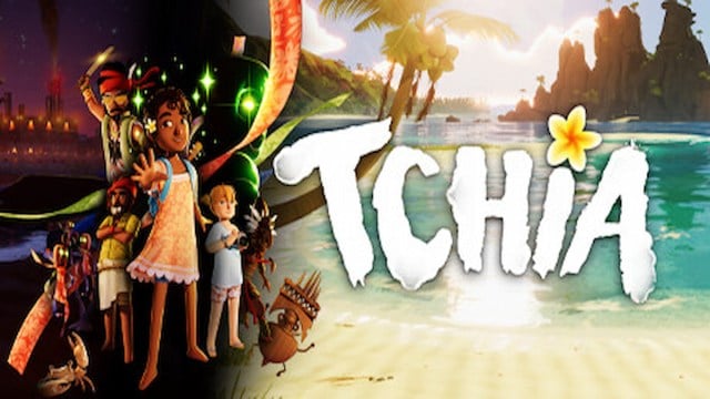 Mostra il personaggio principale in piedi di fronte agli altri personaggi del gioco con una spiaggia sullo sfondo.