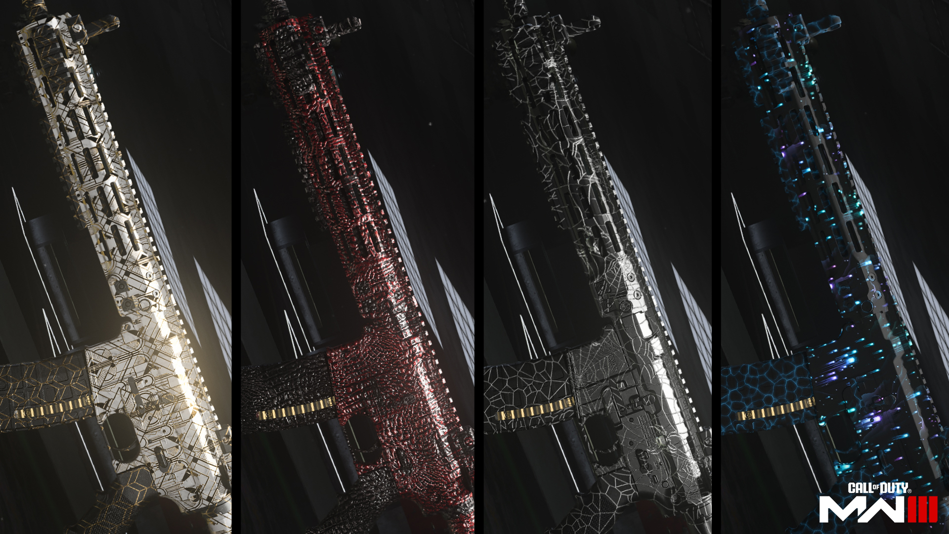 An image of all MW3 Zombies mastery camos for MW2 guns.