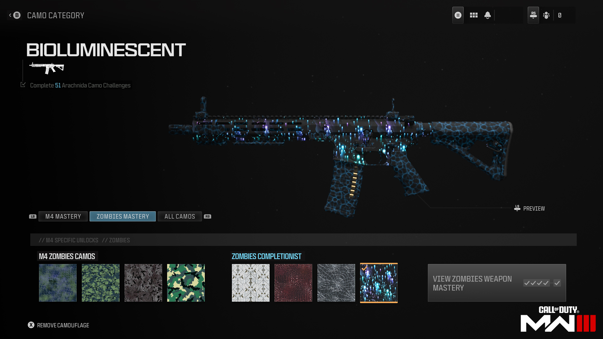 An image of the Bioluminescent Zombies camo in MW3.