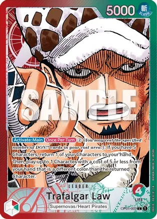 Law from One Piece's alt-art leader card from the Romance Dawn set