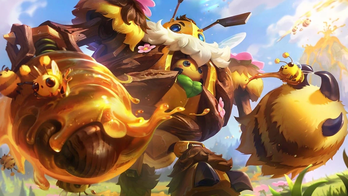 Beezcrank strides forward with several bees on his hook-hands in League of Legends