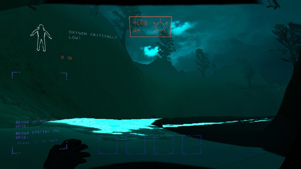 A Lethal Company screenshot showing a character underwater.