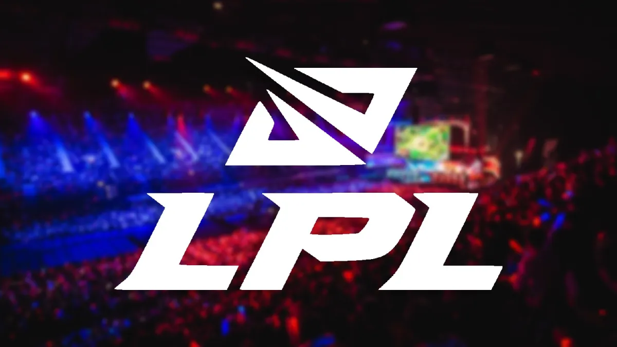 The LPL logo photoshopped onto a background showing a crowd at Worlds.