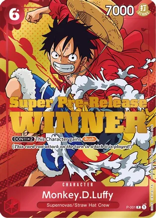 Luffy from One Piece's OP01 Super Pre-release Winner card