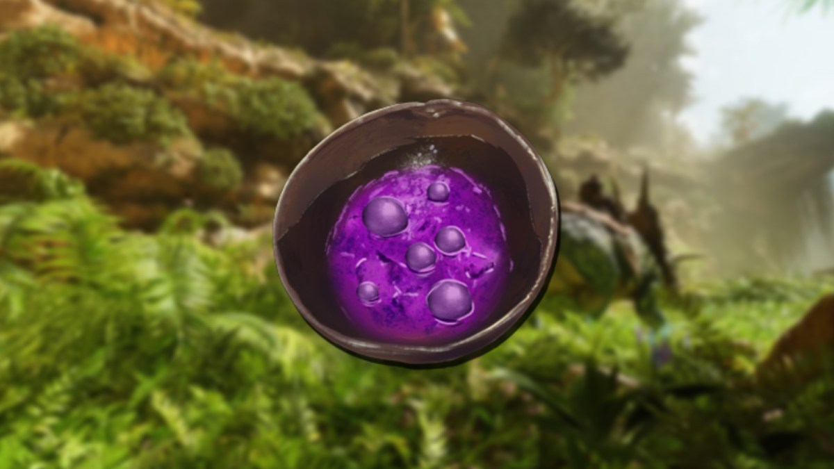 Mindwipe Tonic photoshopped onto a background of some scenery in Ark: Survival Ascended.