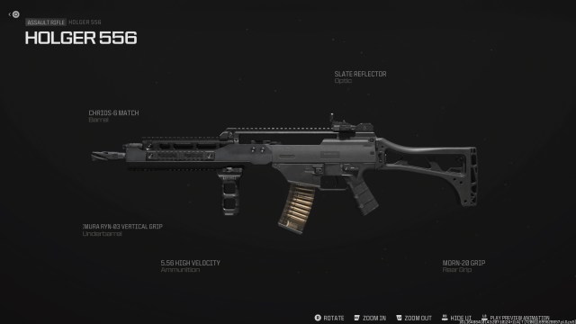 A screenshot of the best Holger 556 loadout in MW3.
