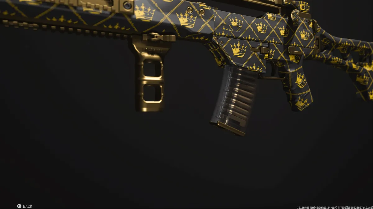A screenshot of the Holger 556 in MW3 with cool crown camo.