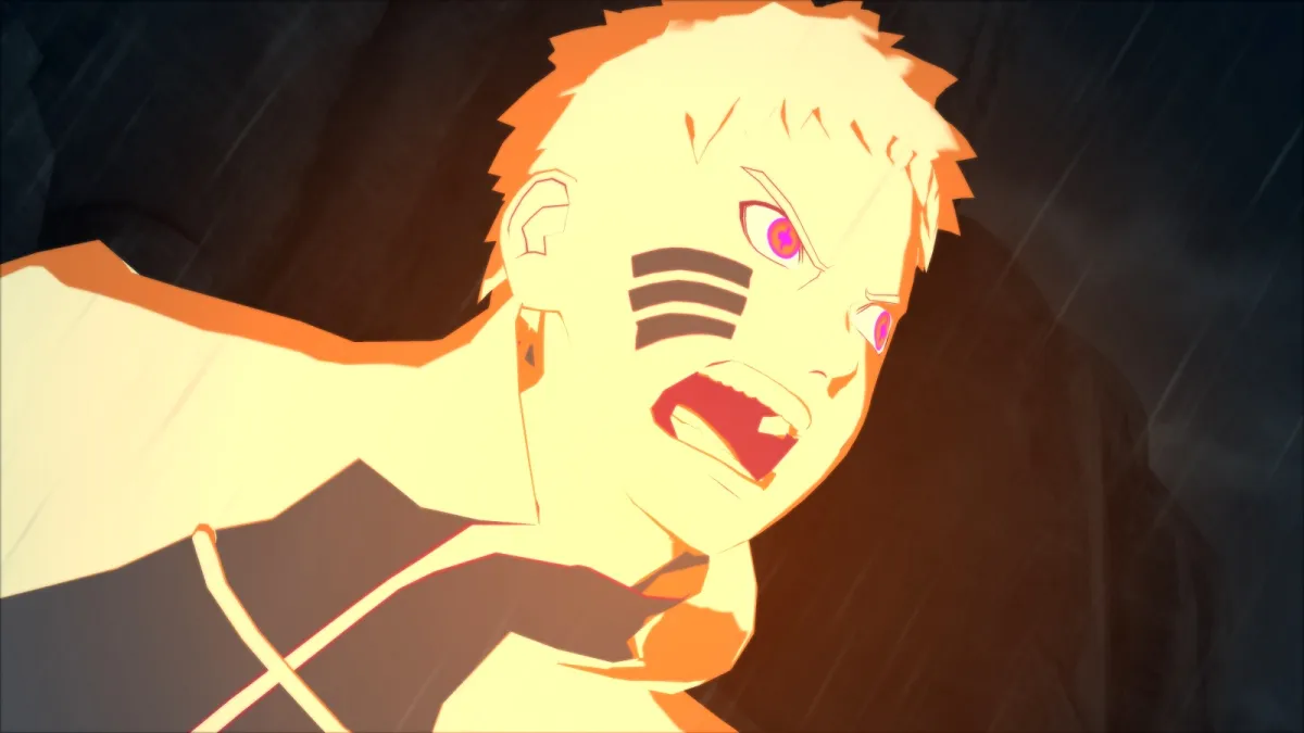 Adult Naruto glowing orange while yelling