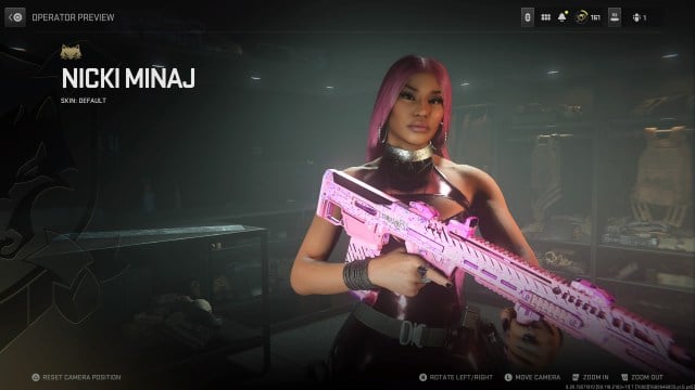 A screenshot of the Nicki Minaj operator in Call of Duty.